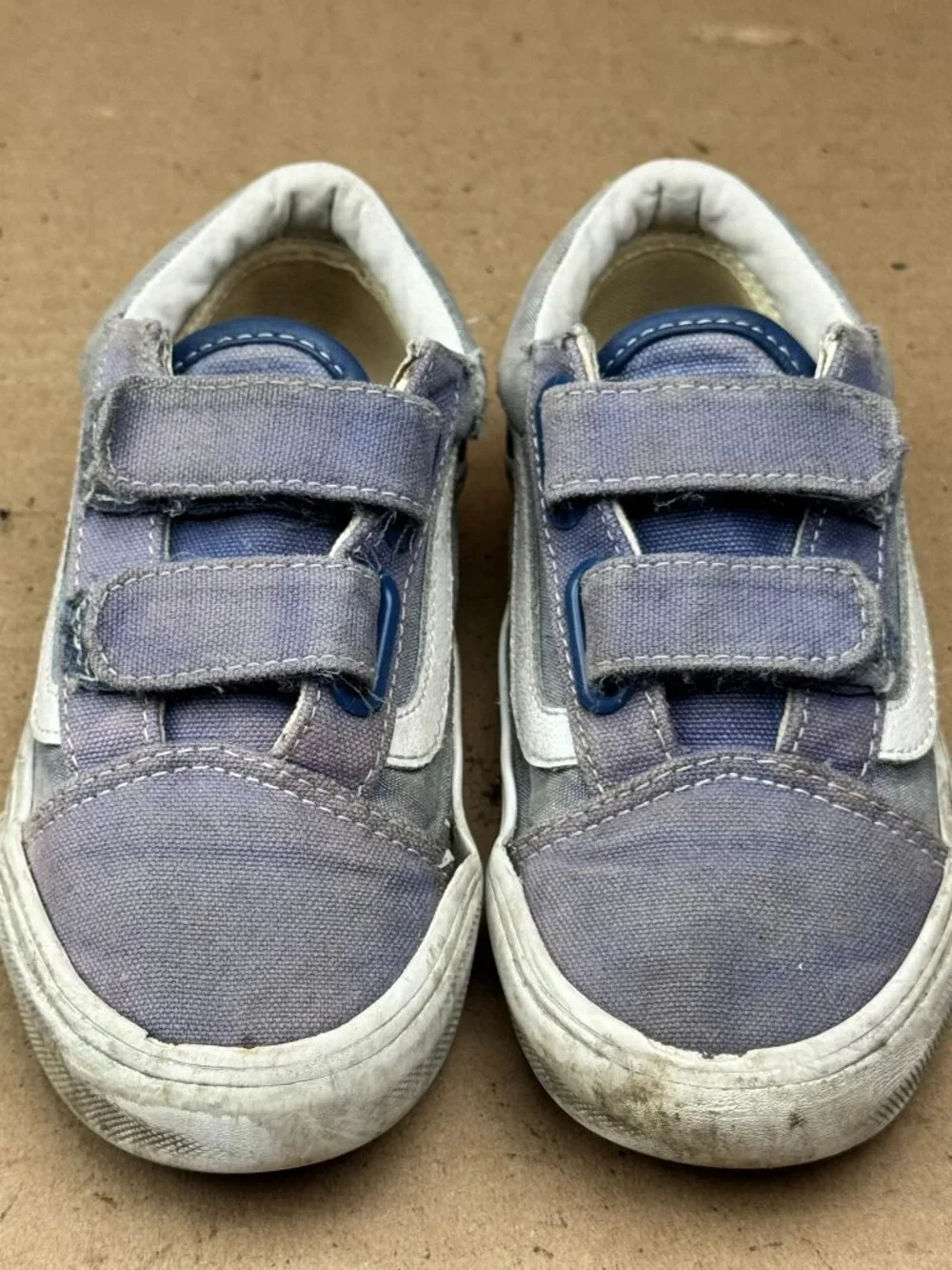 Kids' Vans Blue Canvas Hook and Loop Sneakers Size 12.5 Damage